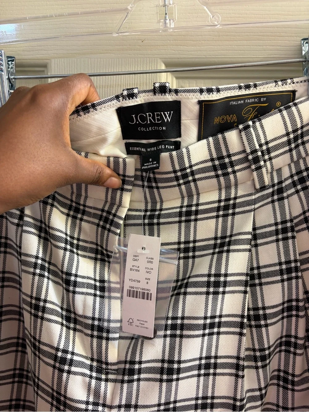 J. Crew Cream and Black Plaid Tailored Blazer